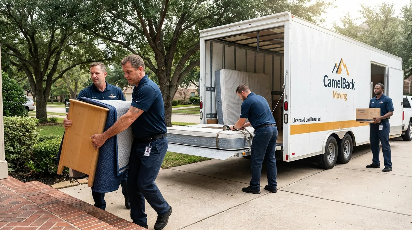 Crew loading residential truck for cross-state move from Forest, MS